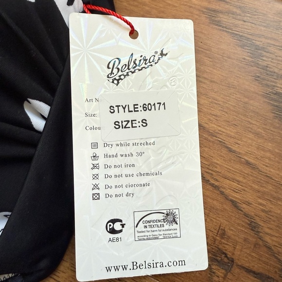 NIB - Belsira 1950's Adeline Anchor Swimsuit in Black - Picture 8 of 11